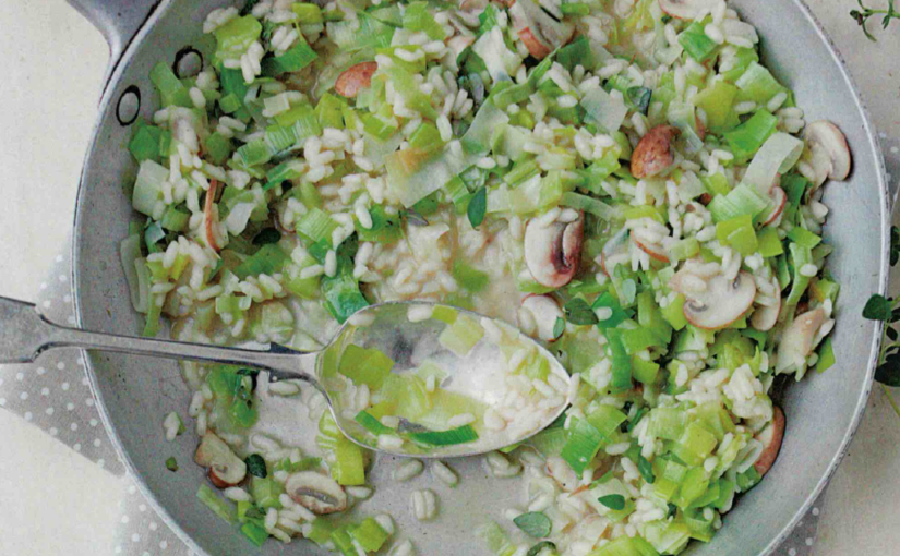 Risotto aux poireaux et champignons