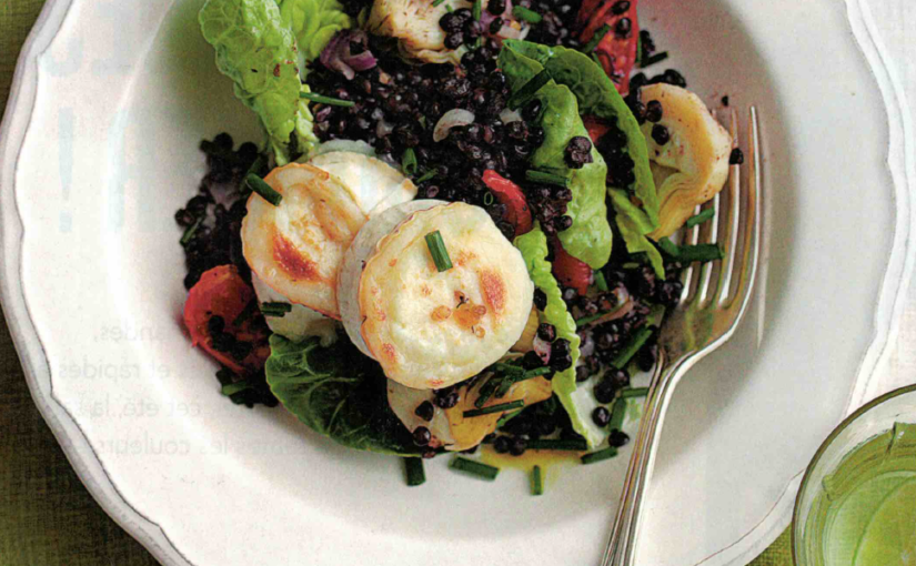 Salade de lentilles artichauts et fromage de chèvre