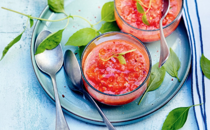 Gaspacho tomates, poivrons, basilic