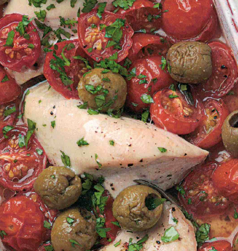 Poulet à la tomate et aux olives