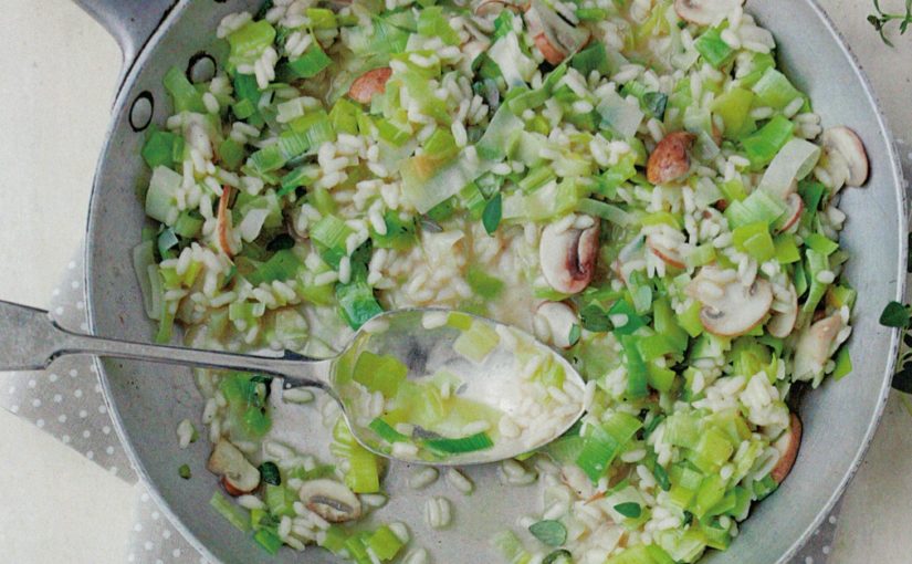 Risotto aux poireaux et champignons