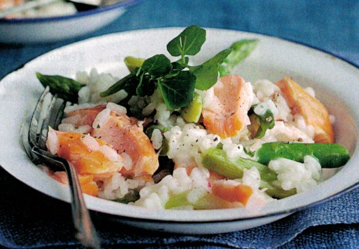 Risotto au saumon et asperges