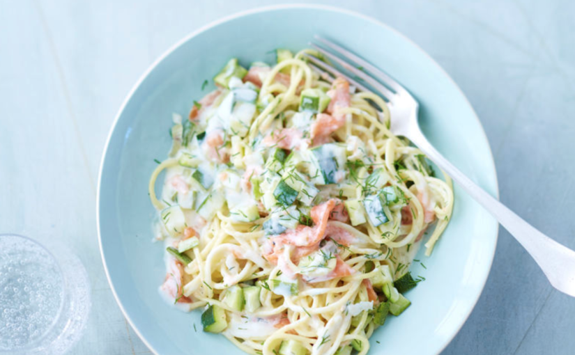 Spaghettis saumon et courgettes