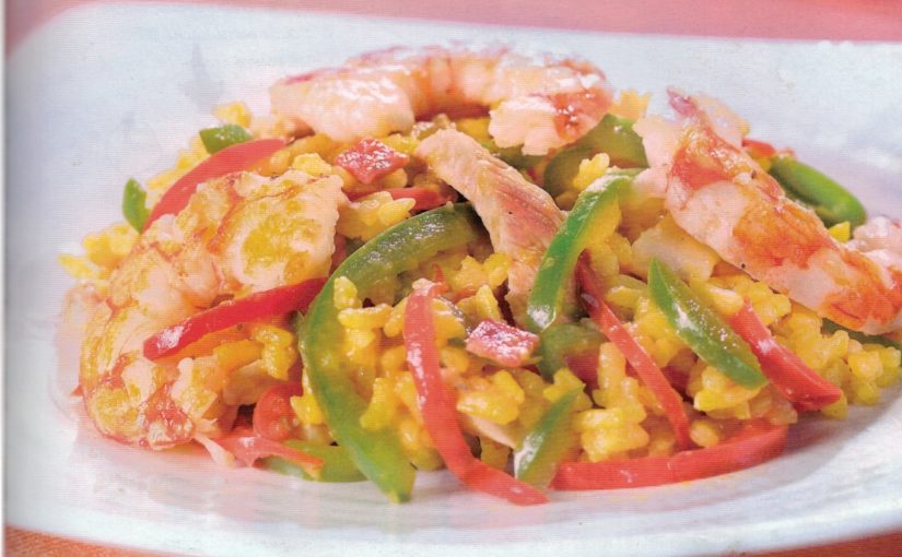 Wok de riz façon paella