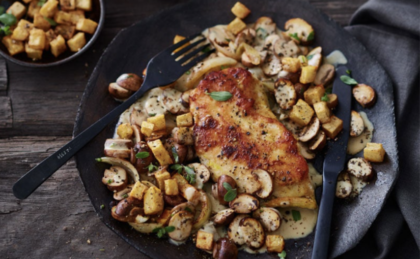 Escalope à la chasseur et patatoes