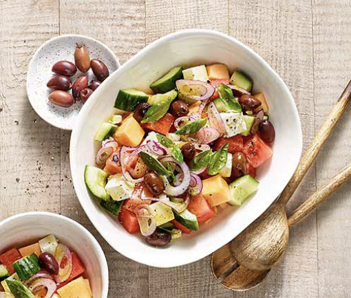 Salade de dés de melon et concombre