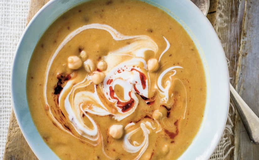 soupe de lentilles et pois chiches à la harissa